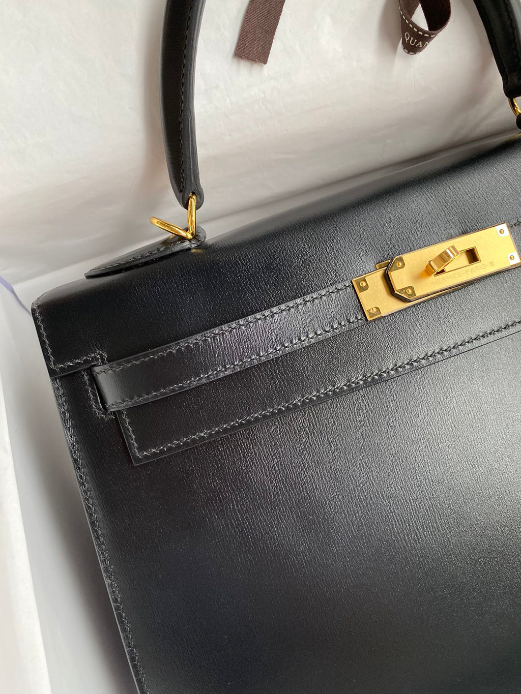 Kelly 32cm Box Leather Handbag