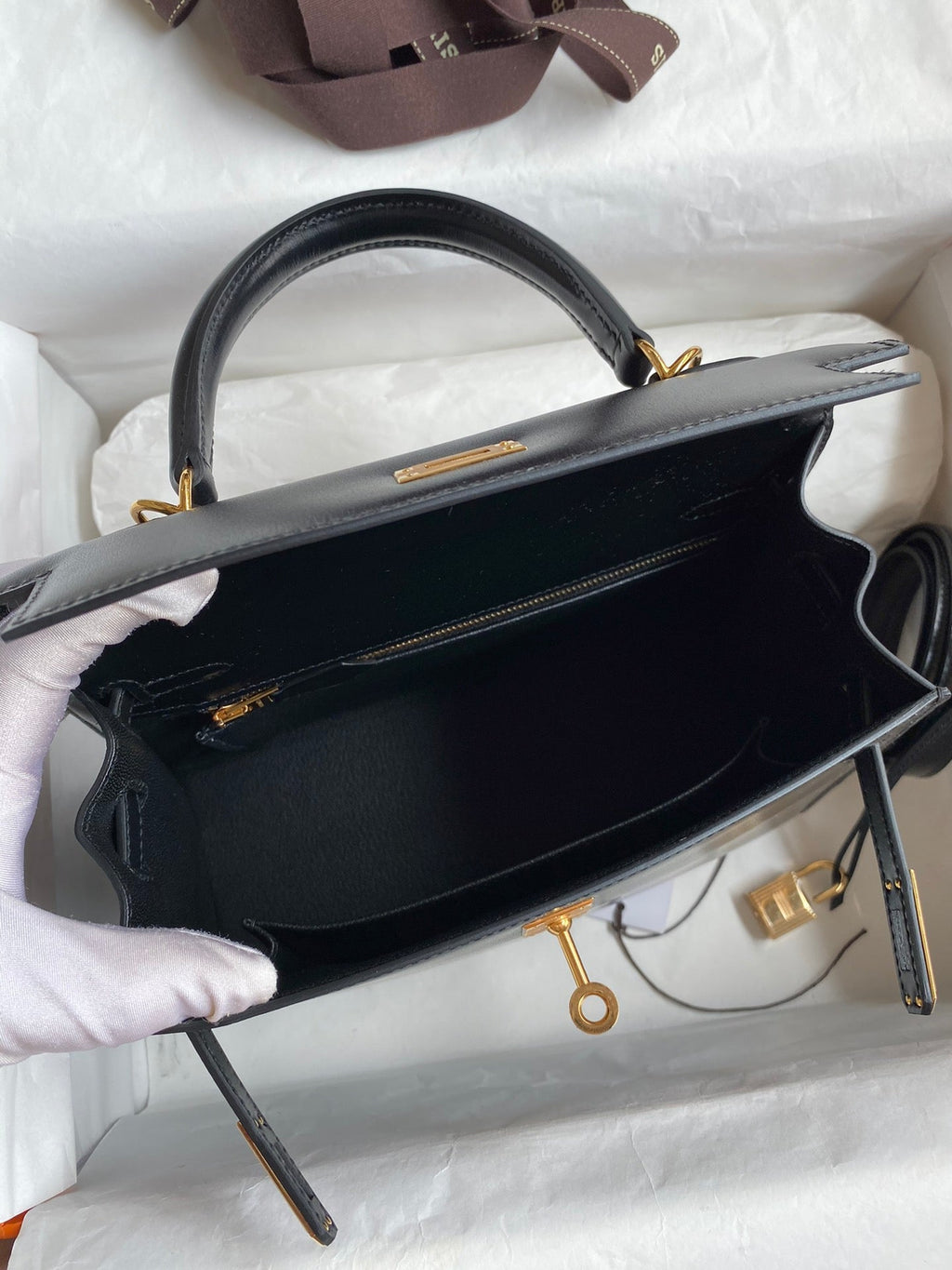 Kelly 25cm Box Leather Handbag