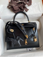 Kelly 25cm Box Leather Handbag
