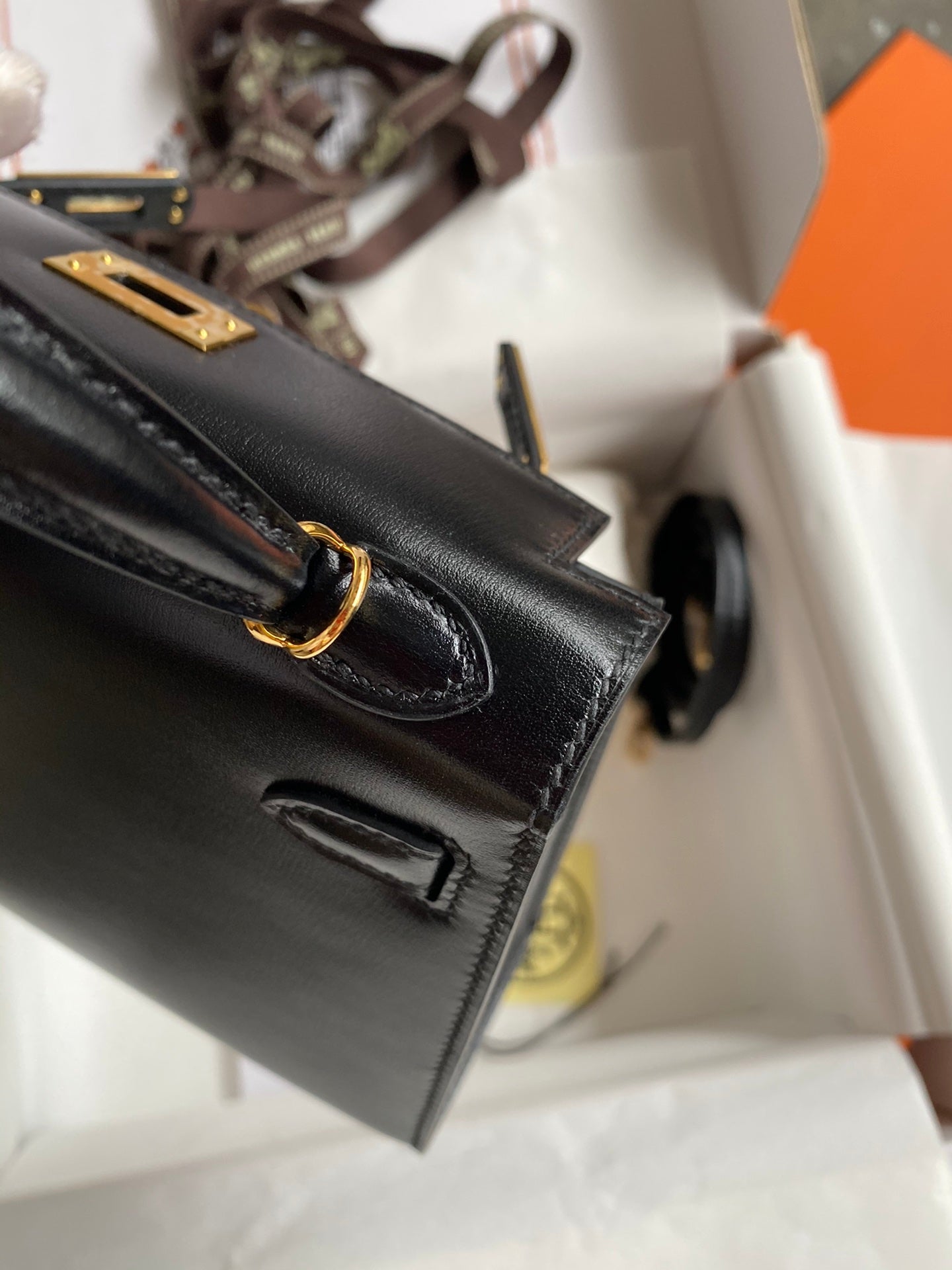 Mini Kelly 19cm Box Leather Handbag