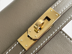 Kelly Picnic Bag 20 cm — Elephant Gray / Gold Hardware image 6