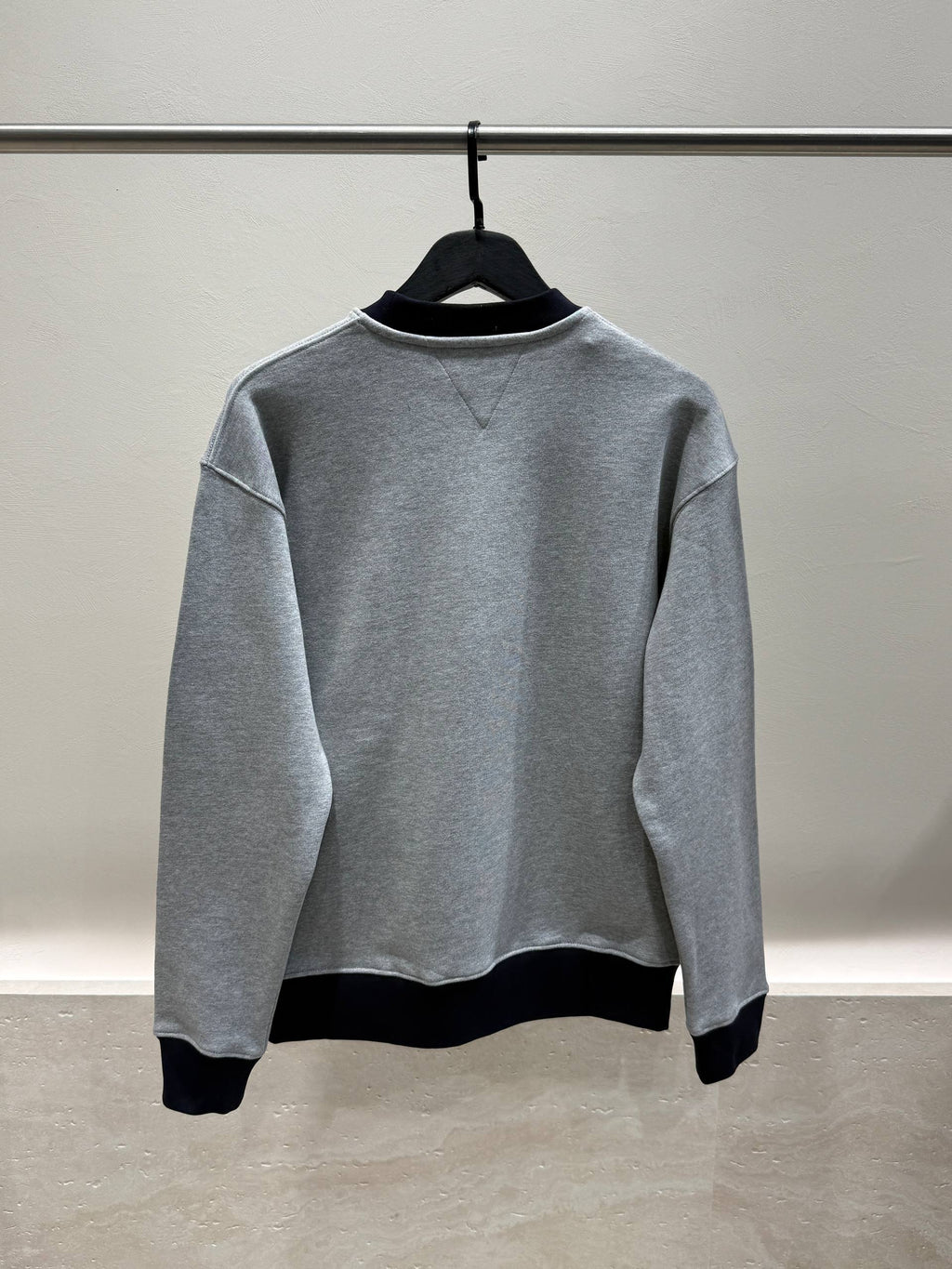 Men's gray relaxed-fit sweatshirt back view