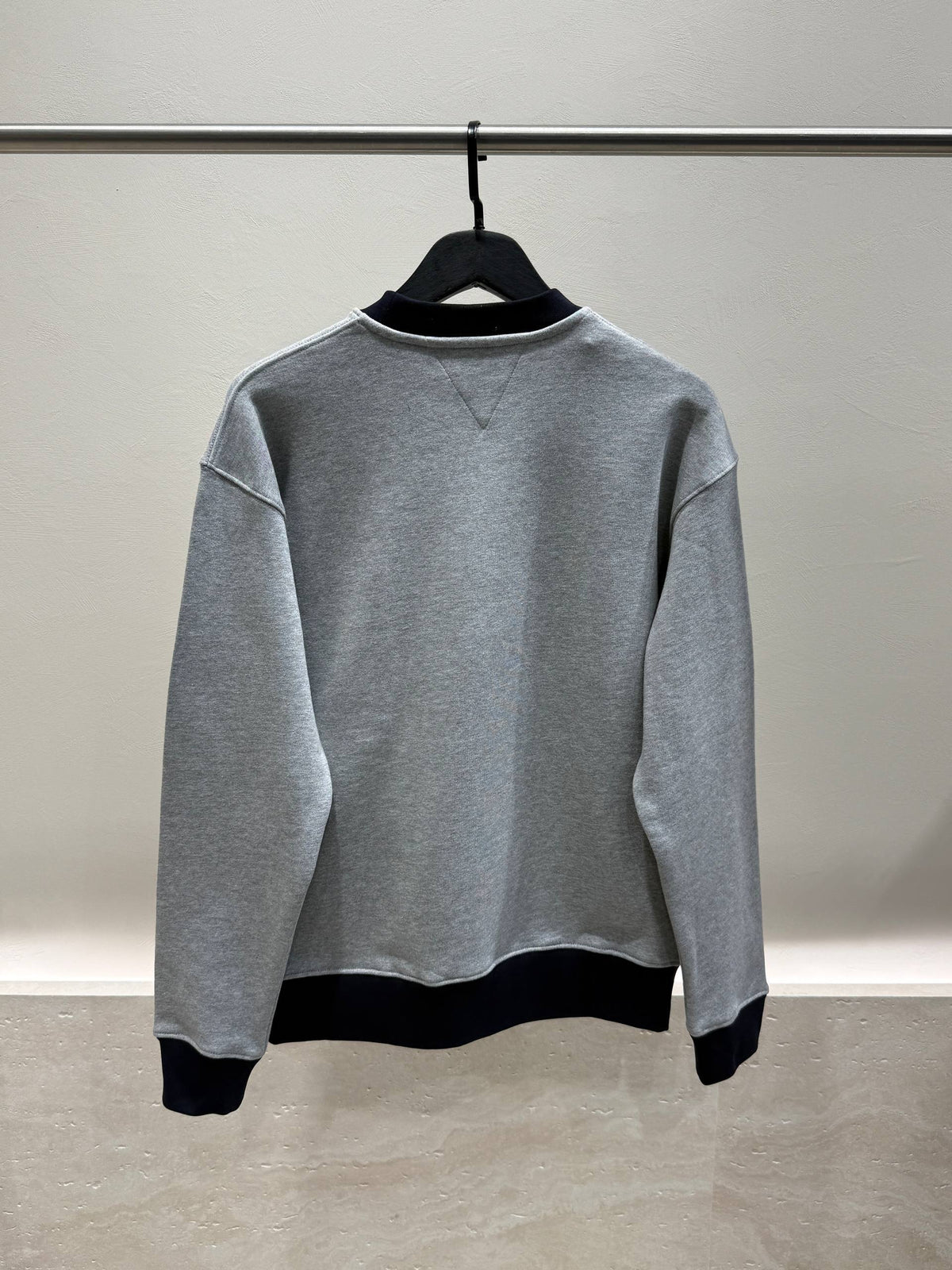 Men's gray relaxed-fit sweatshirt back view