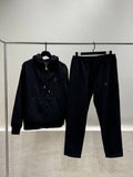 Men's black hooded tracksuit set front view