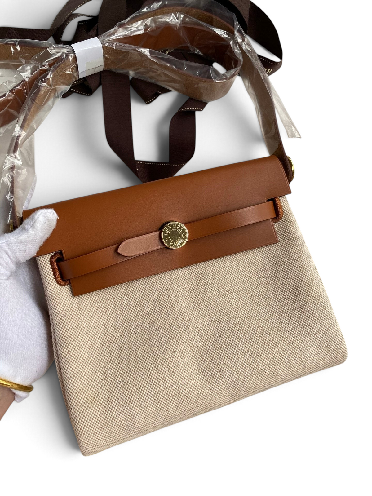 Mini Herbag 20 cm — Gold Brown / Gold Hardware image 1
