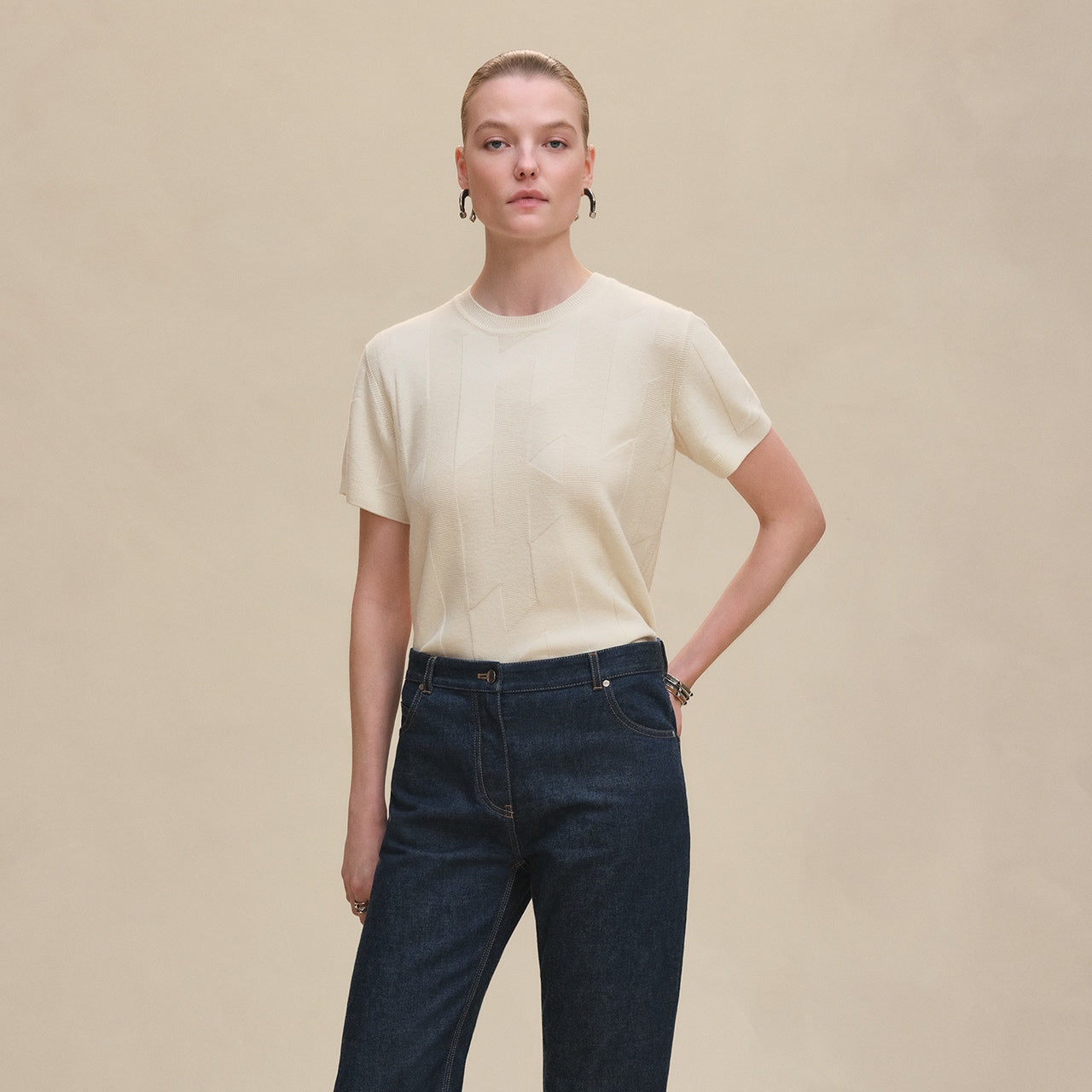 Fine Wool Knit T-Shirt – Coral Edition