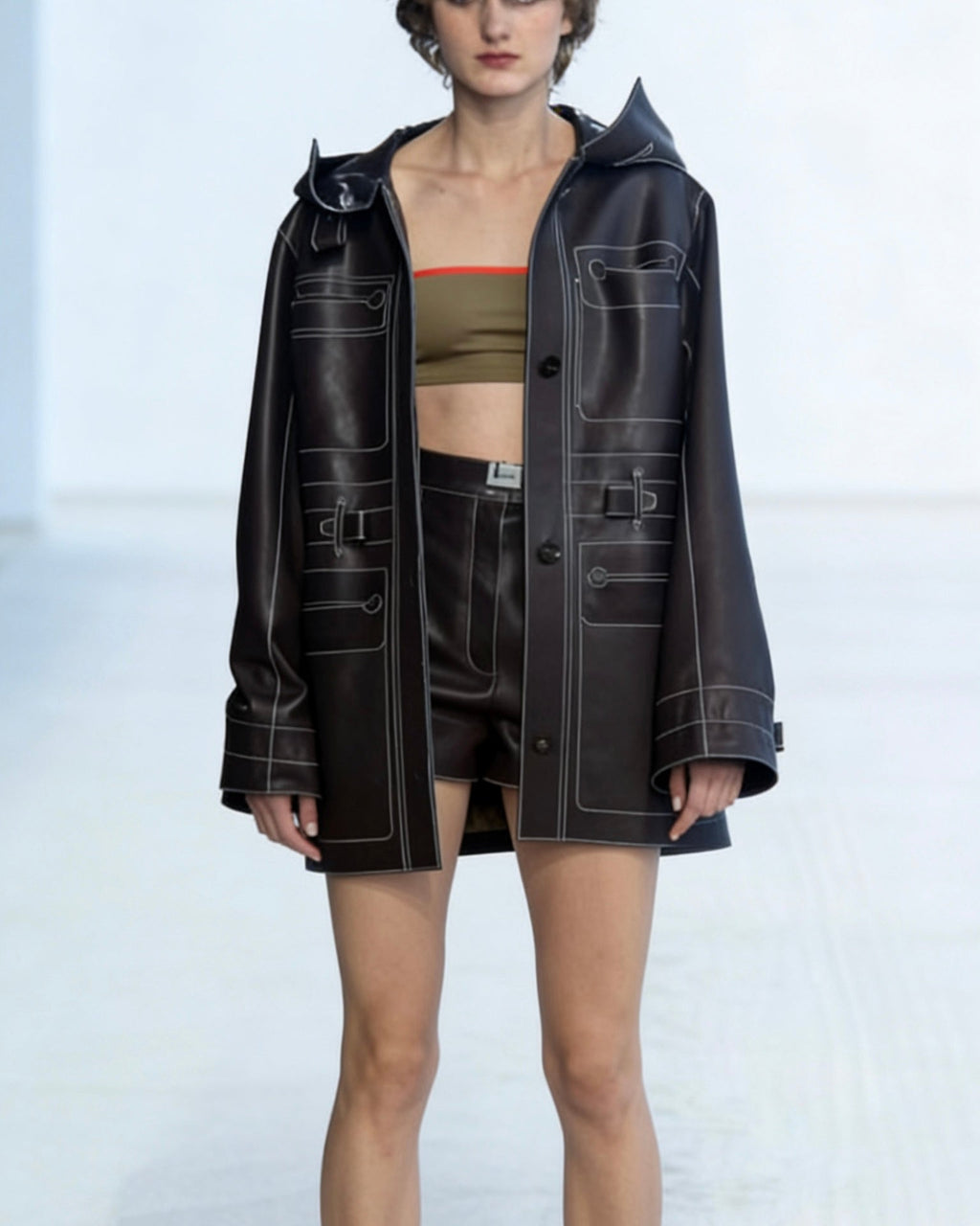Hooded Sheepskin Jacket – Modern Utility Elegance