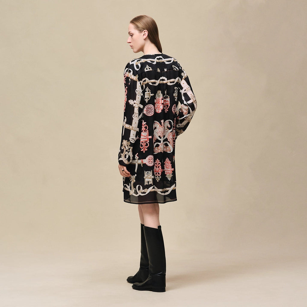 Silk Printed Dress – Iconic Chain Motif Edition
