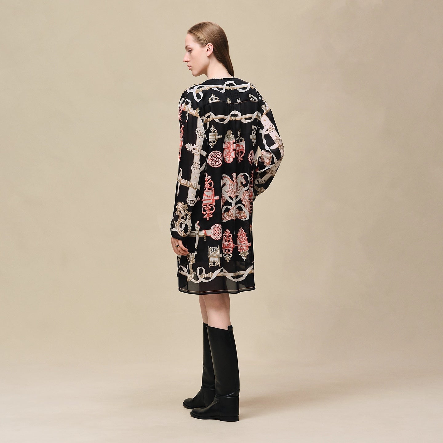 Silk Printed Dress – Iconic Chain Motif Edition