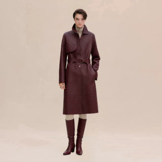 Sheepskin Belted Long Coat – Timeless Power Silhouette