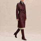 Sheepskin Belted Long Coat – Timeless Power Silhouette