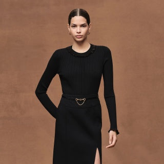 Ribbed Knit Long Sleeve Dress – Structured Elegance