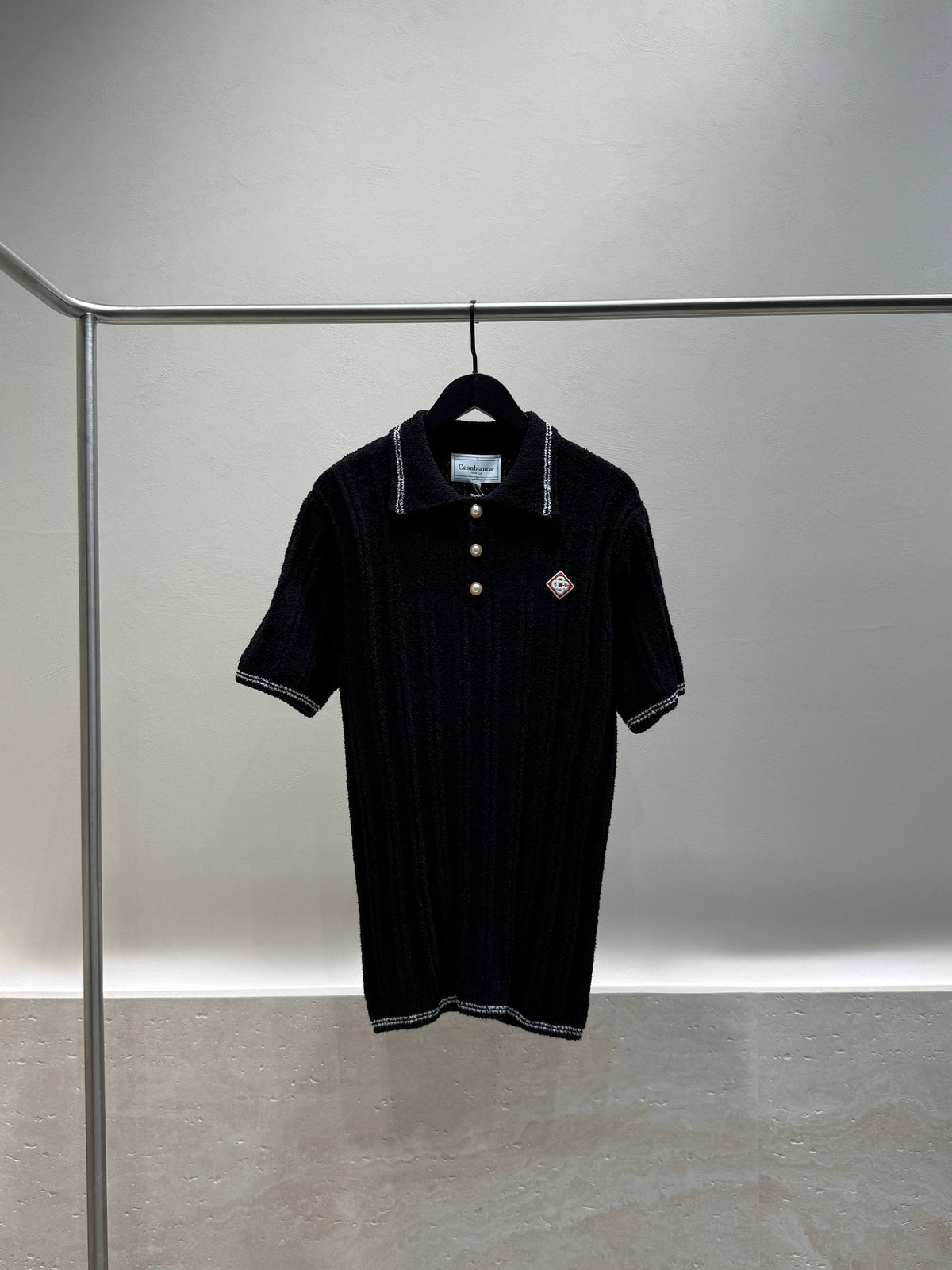 Checked Yoke Boucle Polo Shirt