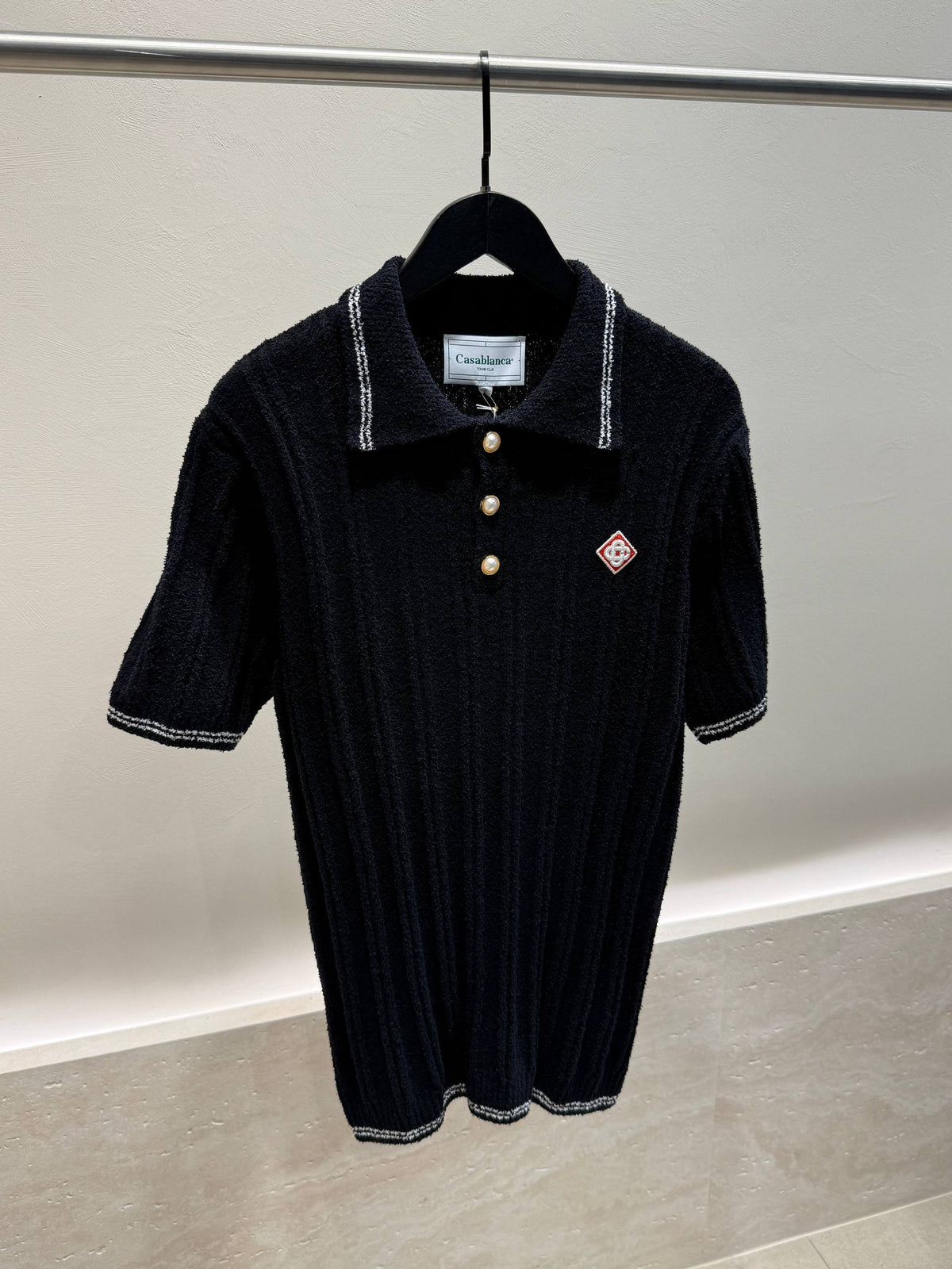 Checked Yoke Boucle Polo Shirt