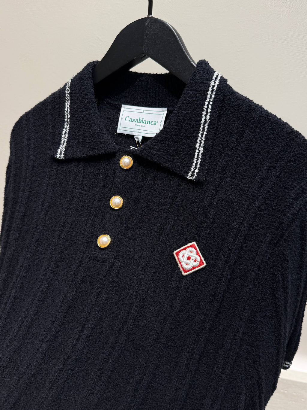 Checked Yoke Boucle Polo Shirt