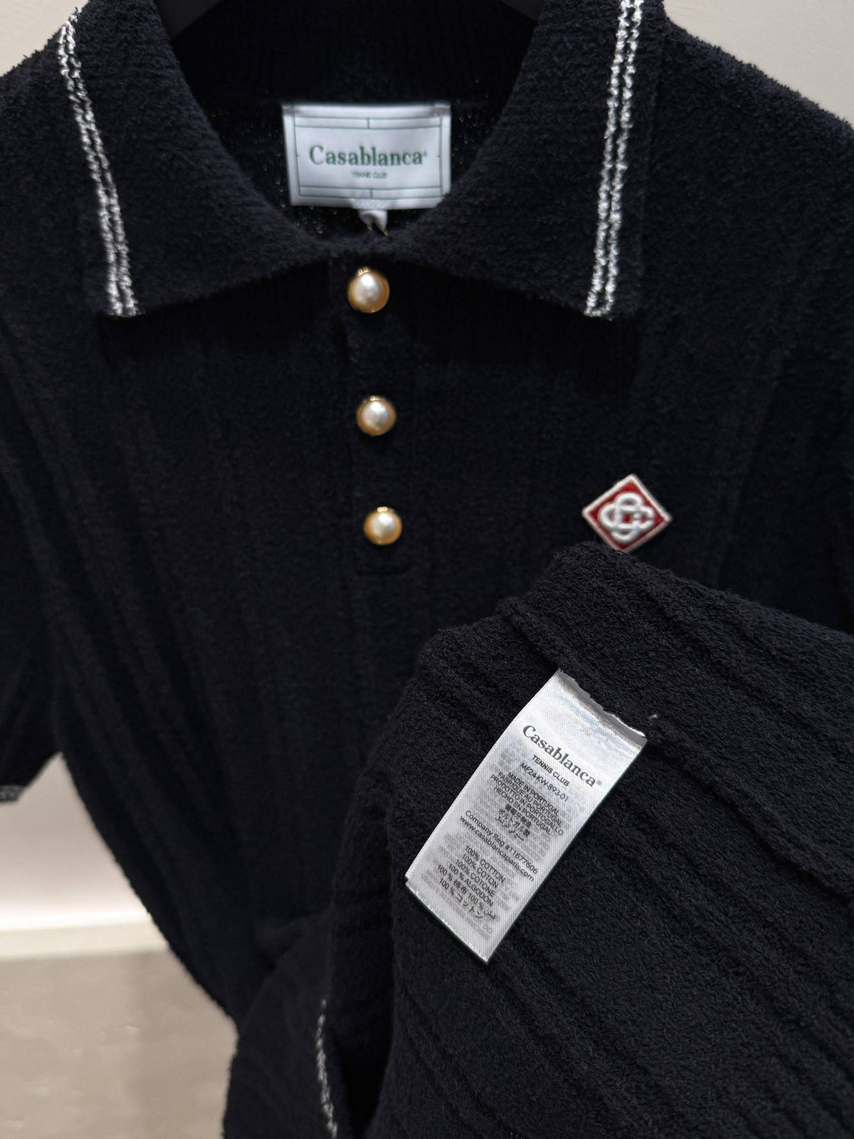 Checked Yoke Boucle Polo Shirt