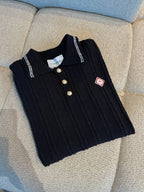 Checked Yoke Boucle Polo Shirt