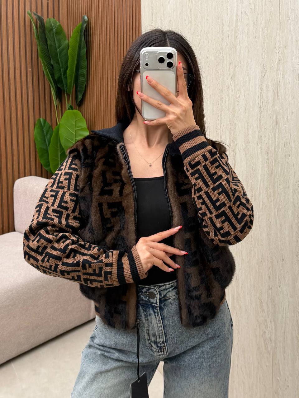 FF Logo Fur Jacket