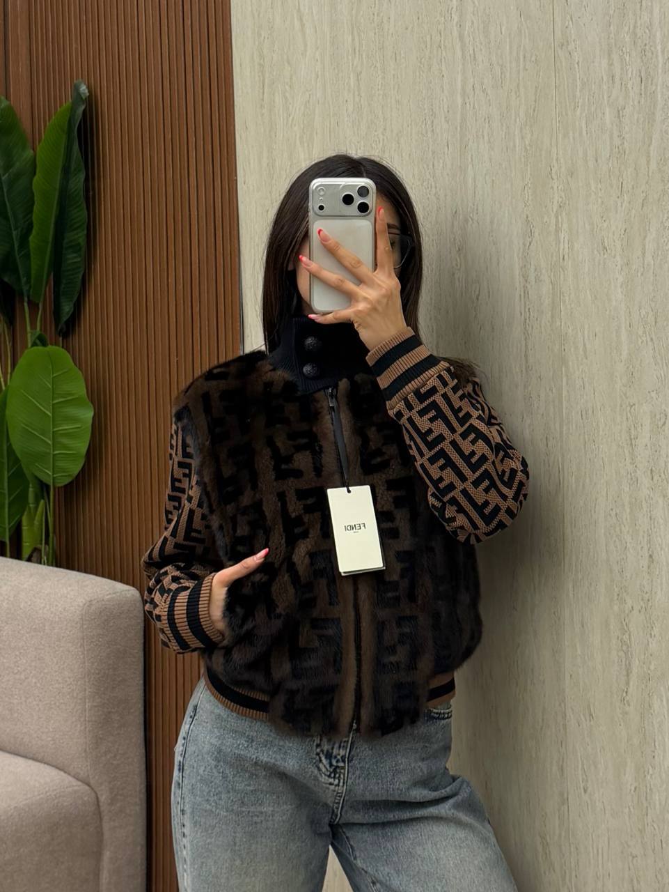 FF Logo Fur Jacket