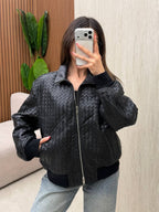 Intrecciato Leather Blouson Jacket
