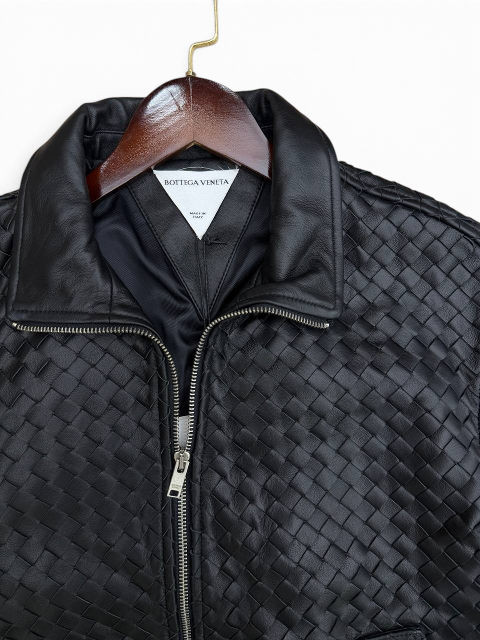 SWORD LUXURY siyah renkli, fermuarlı, örgü detaylı deri blouson ceket
