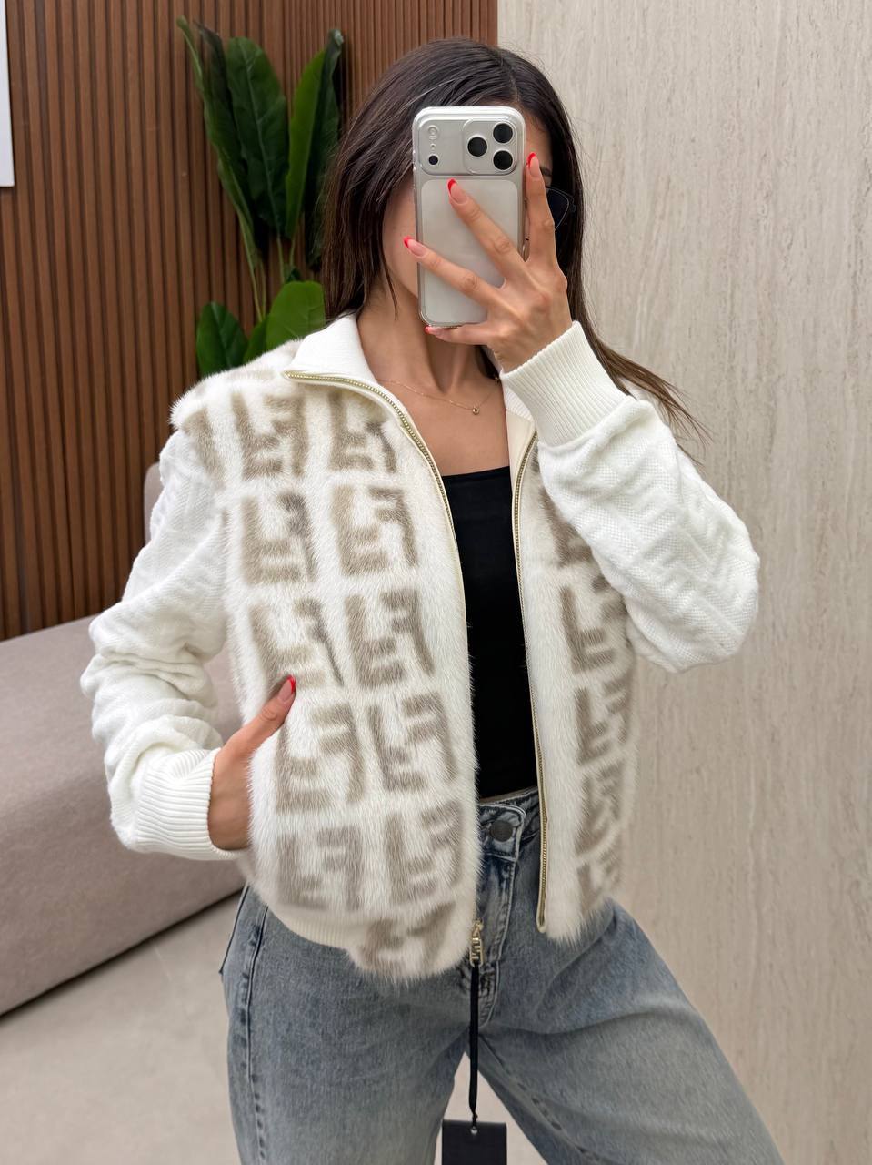 FF Logo Fur Jacket