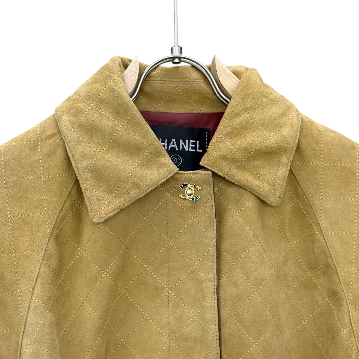 Quilted Suede Belted Coat – Fango Beige