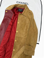 Quilted Suede Belted Coat – Fango Beige