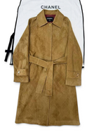 Quilted Suede Belted Coat – Fango Beige