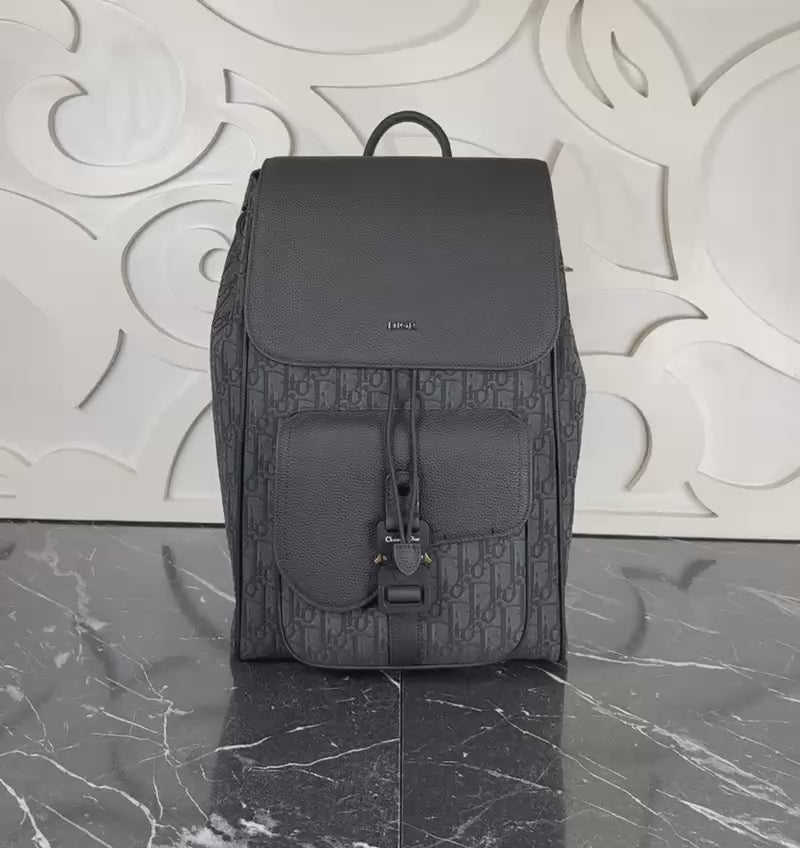 Saddle Backpack with Flap in Oblique Jacquard Backpack