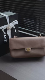 Grained Leather Maxi Flap Shoulder Bag 32cm