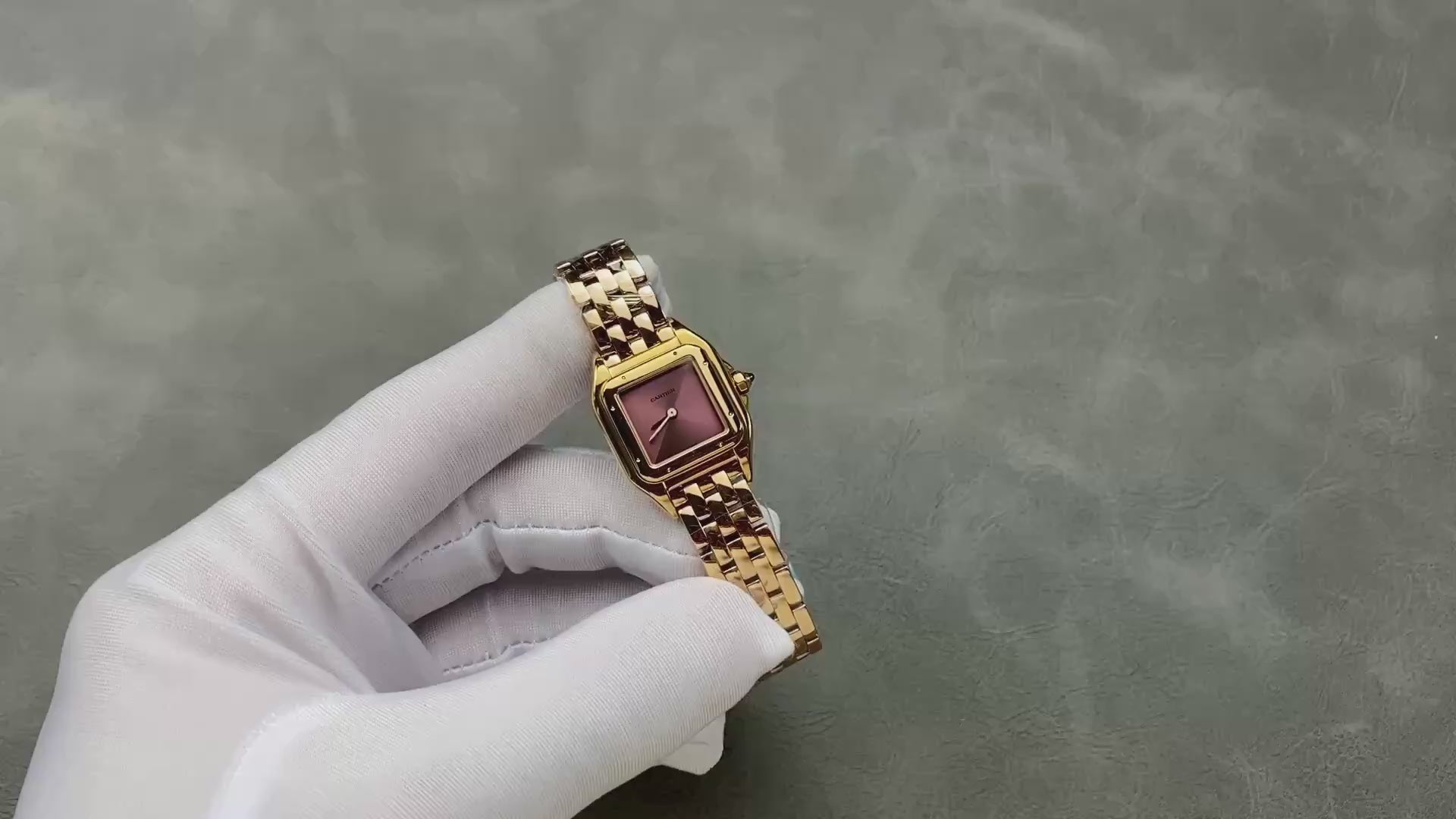Panthère Style Gold-Tone Square Watch – 22mm
