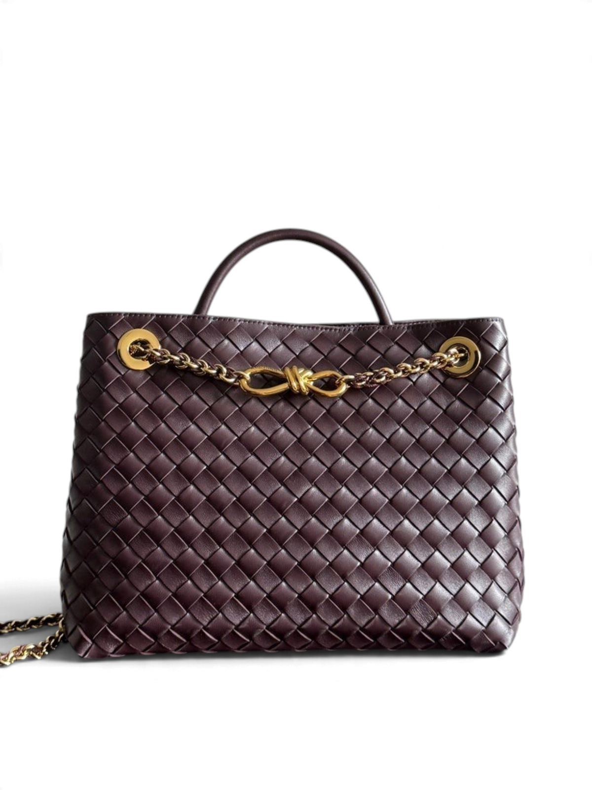 Woven-texture dark plum shoulder bag, supplier view 1
