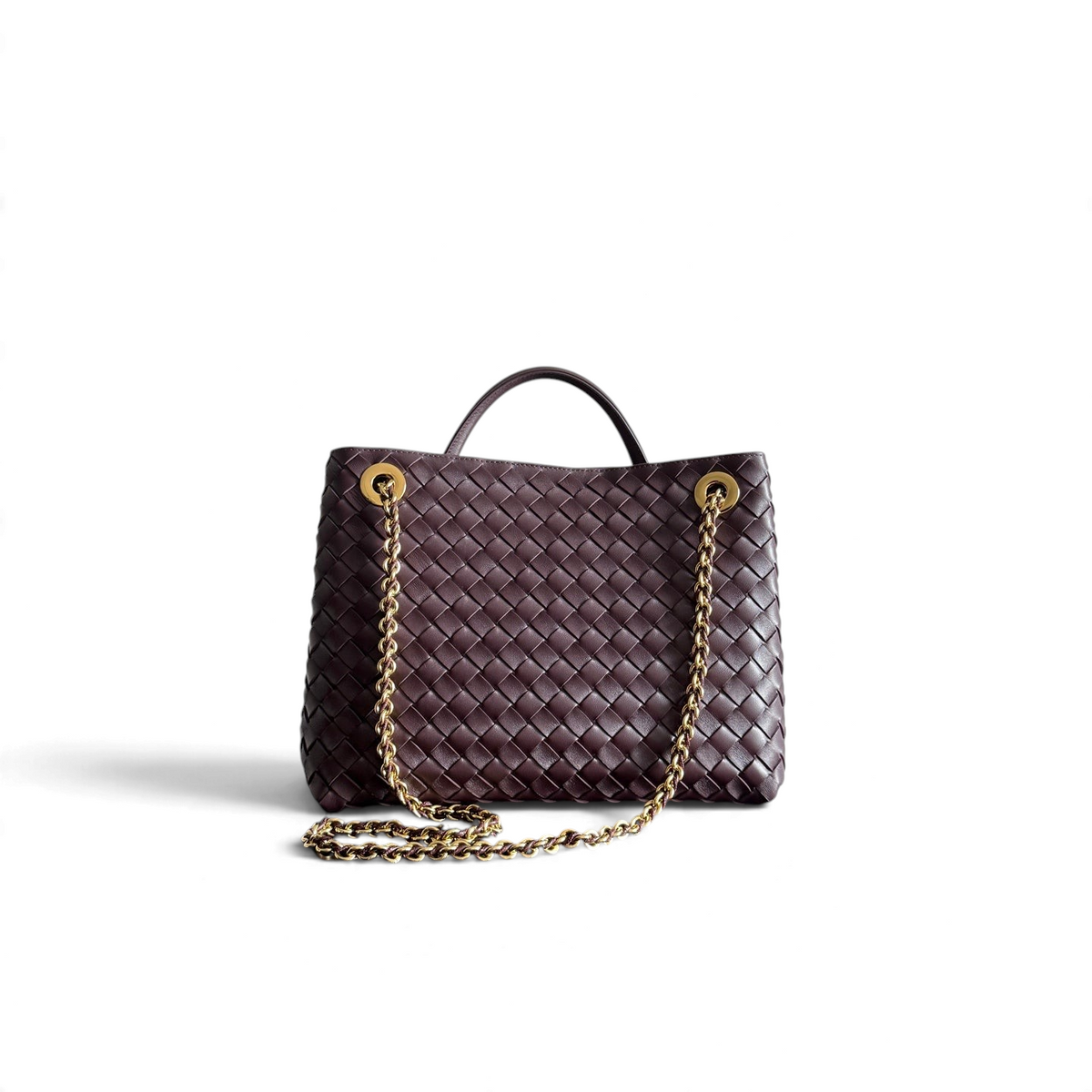 Woven-texture dark plum shoulder bag, supplier view 3