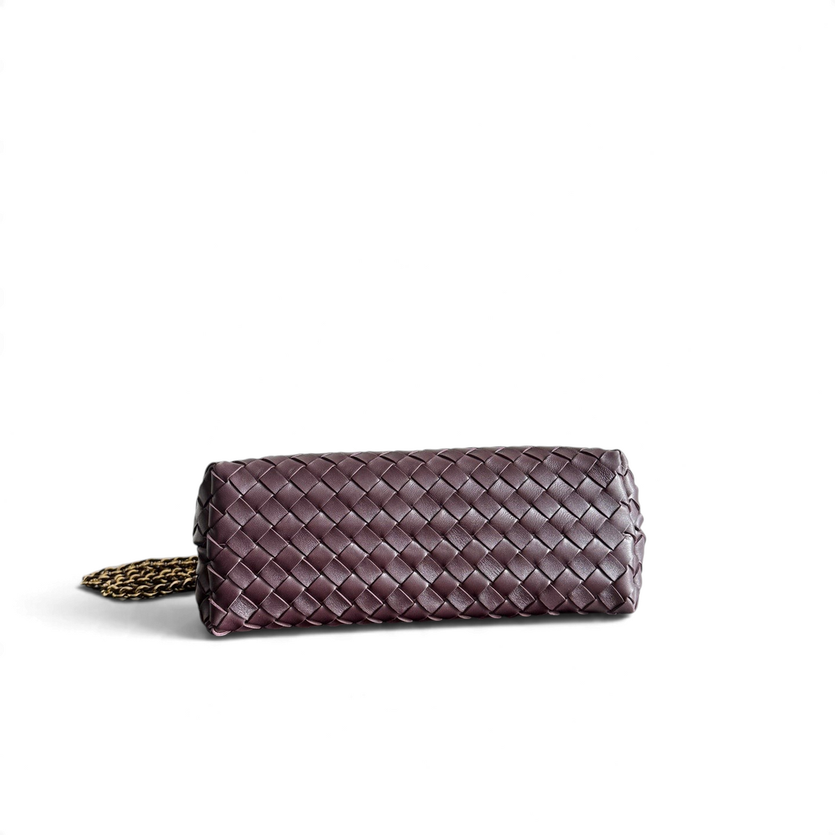 Woven-texture dark plum shoulder bag, supplier view 5