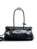 Bonnie Medium Waxed Leather Shoulder Bag – Black, view 1