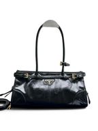 Bonnie Medium Waxed Leather Shoulder Bag – Black, view 1