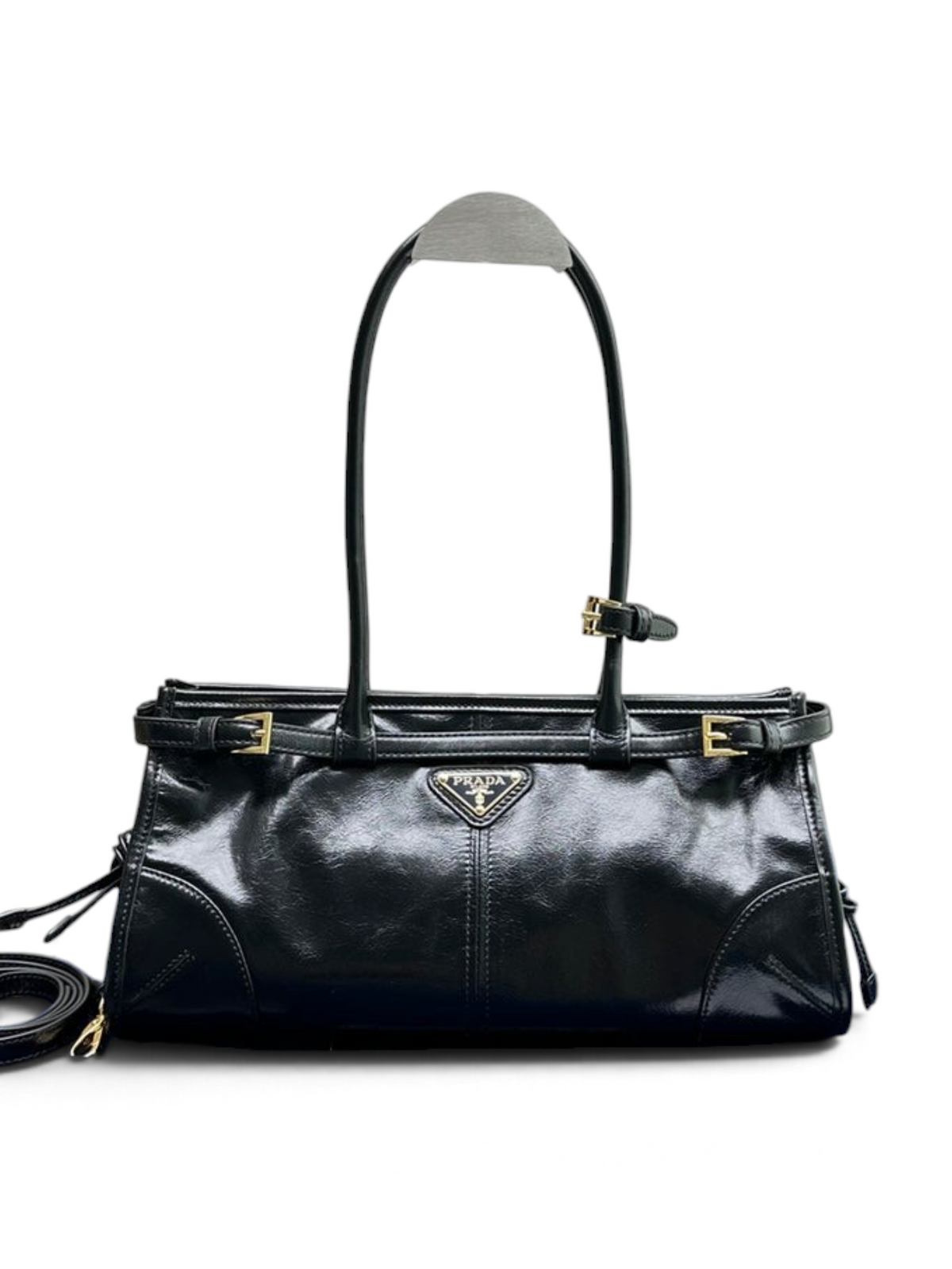 Bonnie Medium Waxed Leather Shoulder Bag – Black, view 1