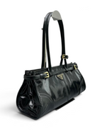 Bonnie Medium Waxed Leather Shoulder Bag – Black, view 2