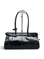 Bonnie Medium Waxed Leather Shoulder Bag – Black, view 3