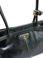 Bonnie Medium Waxed Leather Shoulder Bag – Black, view 5