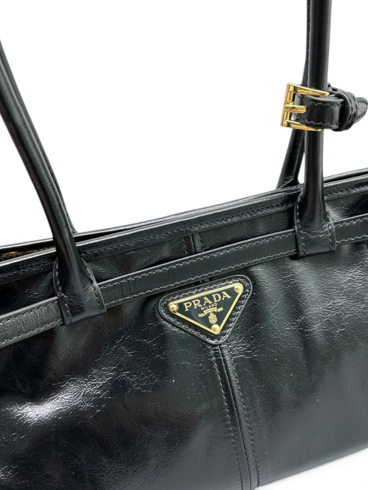 Bonnie Medium Waxed Leather Shoulder Bag – Black, view 5