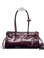Bonnie Medium Waxed Leather Shoulder Bag – Burgundy, view 1