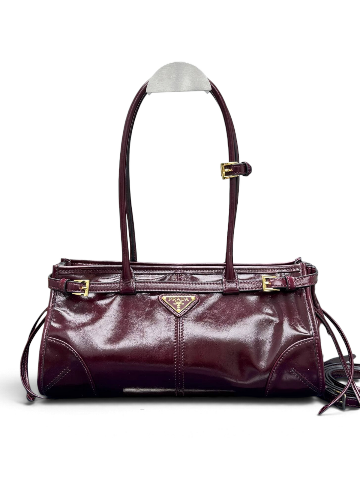 Bonnie Medium Waxed Leather Shoulder Bag – Burgundy, view 1