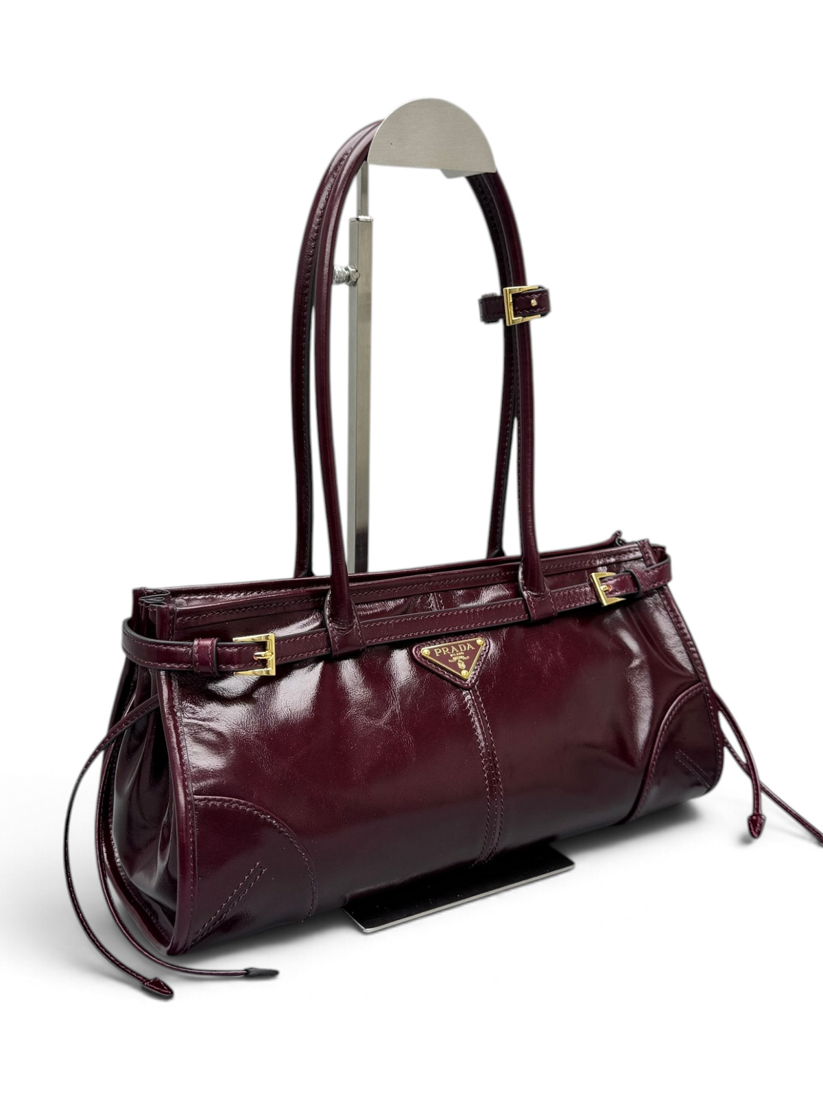 Bonnie Medium Waxed Leather Shoulder Bag – Burgundy, view 2