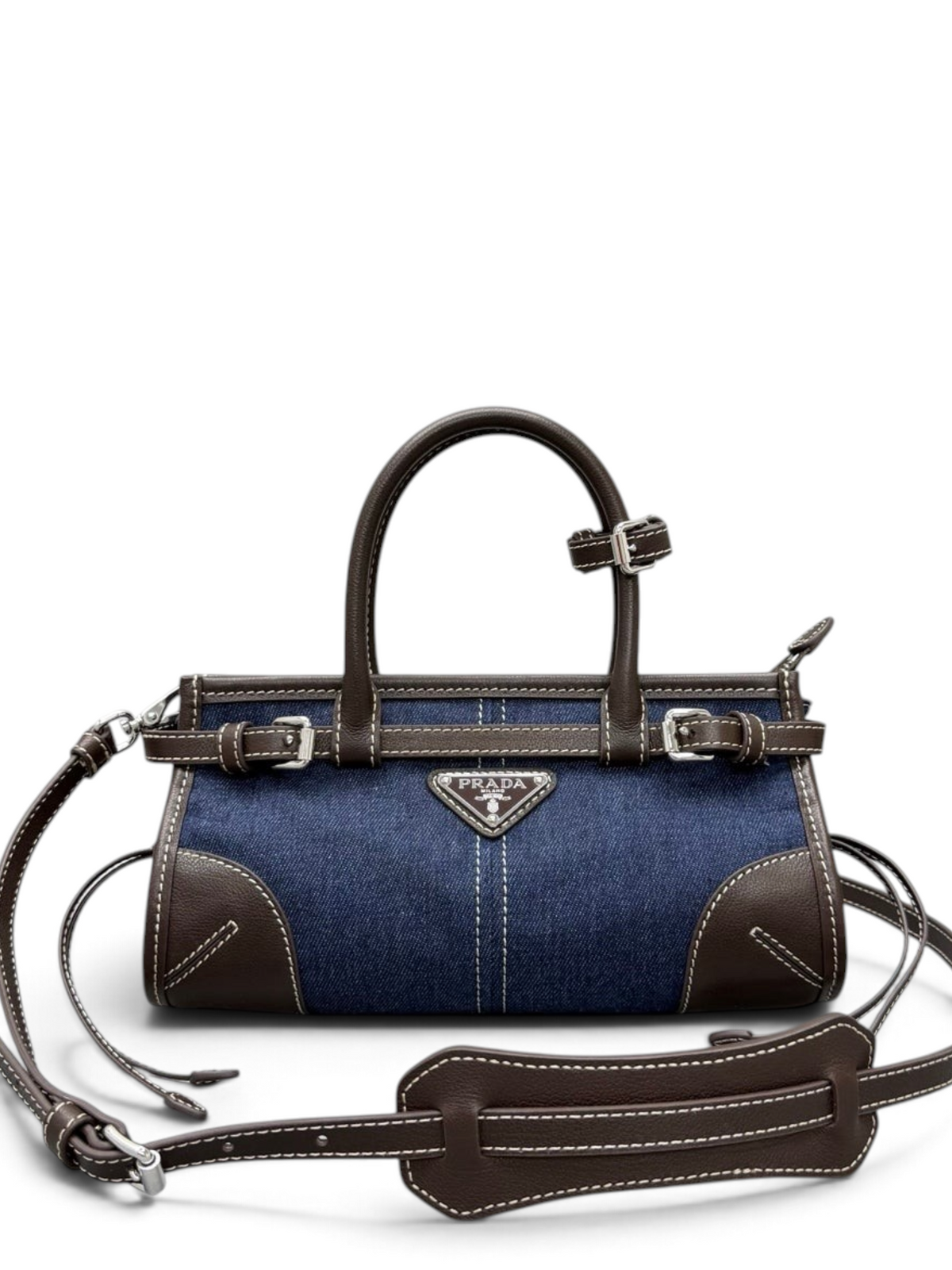 Mini Bonnie Denim Bag – Blue Denim & Chocolate, view 2
