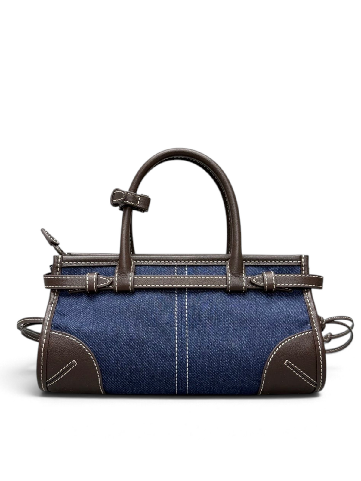 Mini Bonnie Denim Bag – Blue Denim & Chocolate, view 3