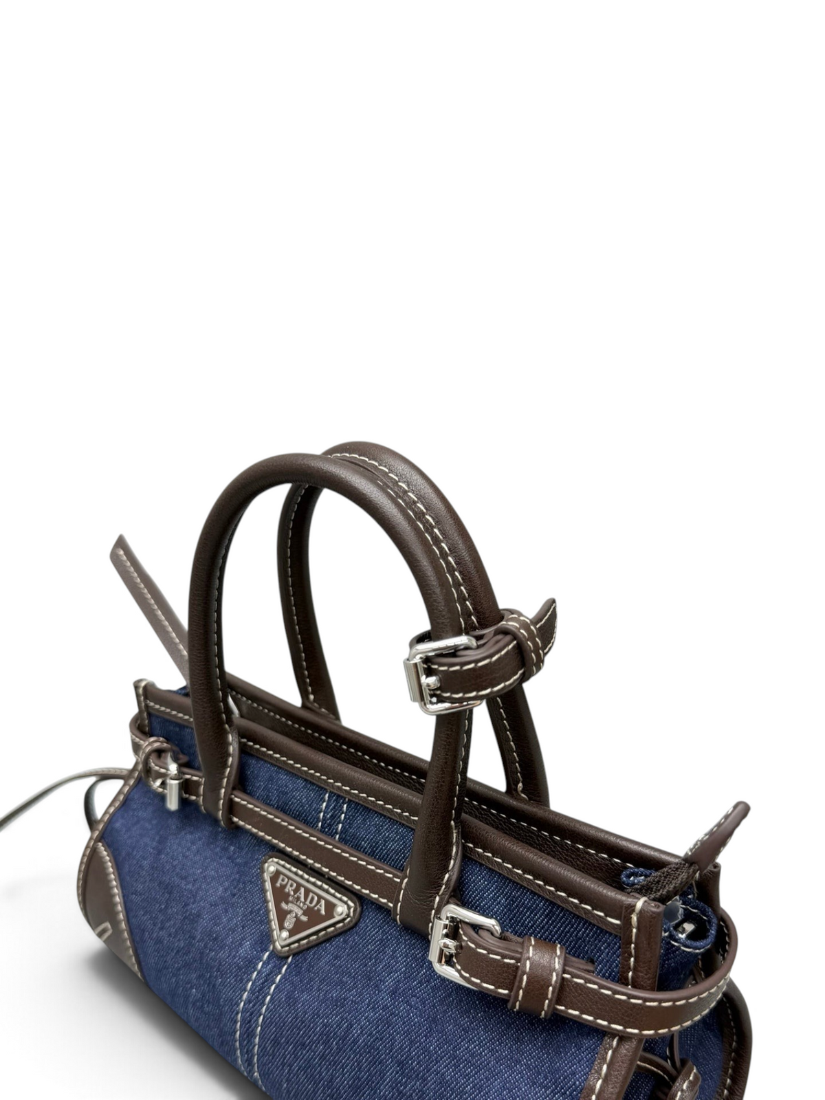 Mini Bonnie Denim Bag – Blue Denim & Chocolate, view 5