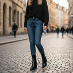 Smooth Leather Mid-Calf Ankle Boots