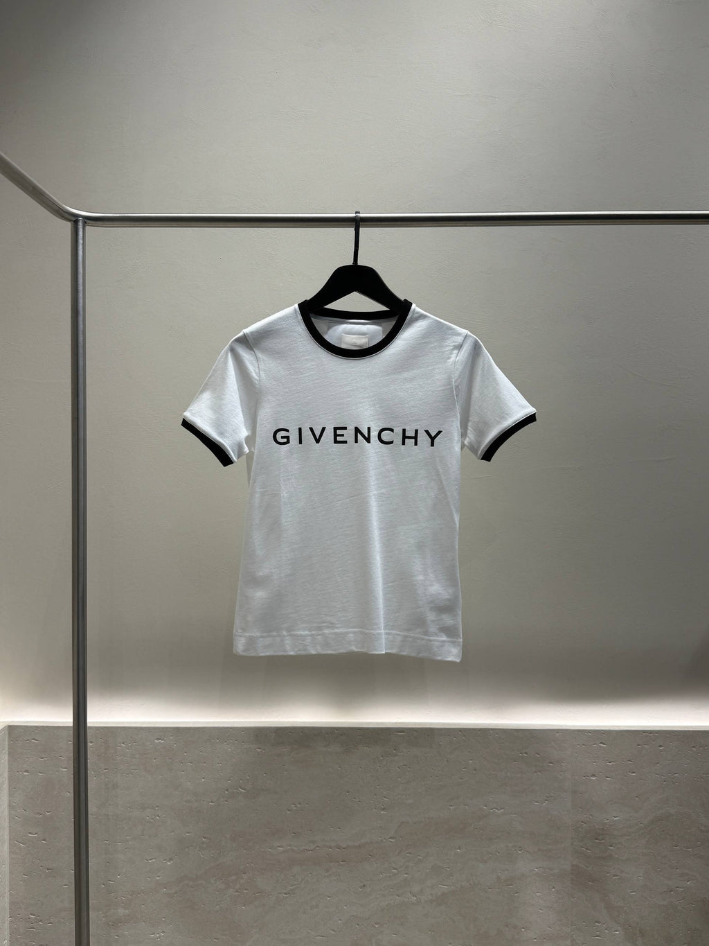 Women's white ringer T-shirt front view